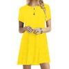 Womens O-Neck Summer Short Sleeve Loose Mini Dress