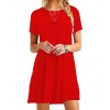 Womens O-Neck Summer Short Sleeve Loose Mini Dress