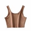 Sexy Women Summer Crop Tops Sleeveless Short Cotton U Collar Knitted Bar