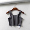 Sexy Women Summer Crop Tops Sleeveless Short Cotton U Collar Knitted Bar