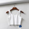 Sexy Women Summer Crop Tops Sleeveless Short Cotton U Collar Knitted Bar