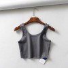 Sexy Women Summer Crop Tops Sleeveless Short Cotton U Collar Knitted Bar