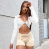 Long Sleeve Bandage Crop Tops Women Fashion Streetwear T-shirts