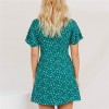 Summer Vintage Floral Print Dress Deep V Neck Mini Dress Sundress 