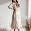 Lace Embroidery Dress With Sashes V Neck Butterfly Sleeve Dresses A Line Dresses