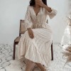 Lace Embroidery Dress With Sashes V Neck Butterfly Sleeve Dresses A Line Dresses