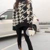 Long Sleeve Oversized Sweater Dress Turtleneck Mini Houndstooth Dresses