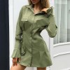 V Neck Long Sleeve Shirt Dress Bandage Women Mini A Line Office  Casual Tunic Dresses 