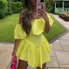 Y2k Wrap Sleeveless Dress Mini Ruffles A Line Off Shoulder Backless Dresses 