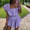 Y2k Wrap Sleeveless Dress Mini Ruffles A Line Off Shoulder Backless Dresses 