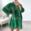  V Neck Shirt Dress Women Long Sleeve Y2K Print Loose Sexy Casual Dresses