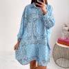  V Neck Shirt Dress Women Long Sleeve Y2K Print Loose Sexy Casual Dresses