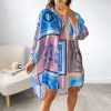  V Neck Shirt Dress Women Long Sleeve Y2K Print Loose Sexy Casual Dresses