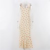  Summer Floral Print Midi Dress Women Spaghetti Strap Backless Vintage  Dresses