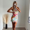 Women  Mini Bodycon Dress Sexy Backless Sleeveless Y2K Print Hollow Out Dresses