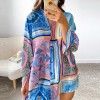 Summer Long Sleeve Dress Women V Neck Y2K Print Loose Beach Sexy Casual Dresses