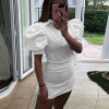 Short Sleeve Bodycon Dress Women V Neck Sexy Y2K Party Mini Dresses