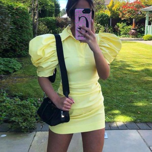 Short Sleeve Bodycon Dress Women V Neck Sexy Y2K Party Mini Dresses