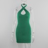 Hollow Out Sexy Dress Women Sleeveless Y2K Backless Summer Halter Neck Bodycon Mini Dresses 