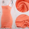 Ruffles Spaghetti Strap Dress Bodycon Mini Ruched Sleeveless Backless Clubwear Dresses 