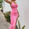 Casual Dress Women Party Sleeveless Off Shoulder Sexy Split Backless Bodycon Maxi Dresses 