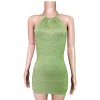 Backless Mini Dress Beach Women Halter Neck Sleeveless Off Shoulder Knit Bodycon Dresses 