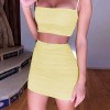 Ruched Backless Dress Two Piece Set Outfit Women Spaghetti Strap Crop Top And Mini Skirt 