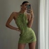 Halter Sexy Backless  Dresses Bodycon Skinny Sleeveless Knitted Dress Fall Streetwear 