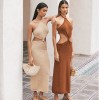 Elegant Sleeveless Sexy Halter Tie Cut-Out Dress Backless Summer Dresses Bodycon Outfits