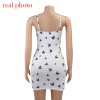 Butterfly Print Bodycon Fashion Sexy V-Neck Backless Dress Skinny Short Dresses 