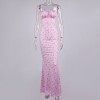 Floral Print Sleeveless Maxi Sundress Sexy Backless Women Tie Front Dress 