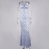 Floral Print Sleeveless Maxi Sundress Sexy Backless Women Tie Front Dress 