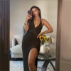 Crochet Beach Maxi Dress Women Sexy Plunge Backless Bandage Sleeveless Long Dresses