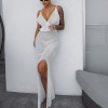 Crochet Beach Maxi Dress Women Sexy Plunge Backless Bandage Sleeveless Long Dresses