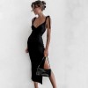 Women Bow Straps Summer Sexy Backless Dress Sleeveless Split Dresses Birthday Clubwear