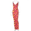 Chic Print Strap Maxi Dress Bodycon Sleeveless Summer Backless Long Women Dresses 