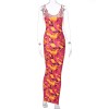 Chic Print Strap Maxi Dress Bodycon Sleeveless Summer Backless Long Women Dresses 