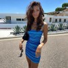 Striped Print Sleeveless Sexy Cut-Out Dresses Skinny Dress Backless Bodycon Dress 