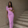 Women Skinny Halter Sexy Cut-Out Backless Long Dress Gown Sleeveless Bodycon Dresses 