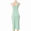 Fashion Sexy Cut Out Split Dress Women Summer Ruched Backless Sleeveless Dresses 