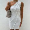 Elegant One Shoulder Slim Women Dress Bodycon  Sleeveless Summer Dresses 