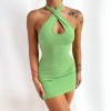 Sexy Solid Bodycon Backless Dress Summer Basic Cut Out Dresses Club Party