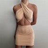 Fashion  Criss Halter Cut-Out Bandage Sexy Sleeveless Summer Bodycon Dresses Club Party