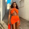 Fashion  Criss Halter Cut-Out Bandage Sexy Sleeveless Summer Bodycon Dresses Club Party