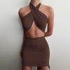 Fashion  Criss Halter Cut-Out Bandage Sexy Sleeveless Summer Bodycon Dresses Club Party