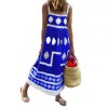 Women  Summer Sleeveless Rhombus Print Beach Long Sling Dress