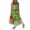 Women  Summer Sleeveless Rhombus Print Beach Long Sling Dress