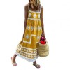 Women  Summer Sleeveless Rhombus Print Beach Long Sling Dress