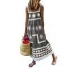 Women  Summer Sleeveless Rhombus Print Beach Long Sling Dress