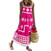 Women  Summer Sleeveless Rhombus Print Beach Long Sling Dress